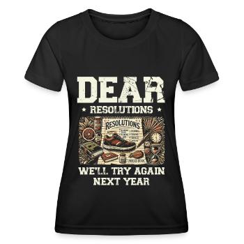 New resolutions, we'll try next year - Women's Functional T-Shirt - black - Front - AI Model Female 172 light (172cm)