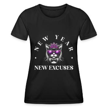 New Year's Day, New Excuses, Intentional Humor, Goal Setting - Women's Functional T-Shirt - black - Front - AI Model Female 172 light (172cm)