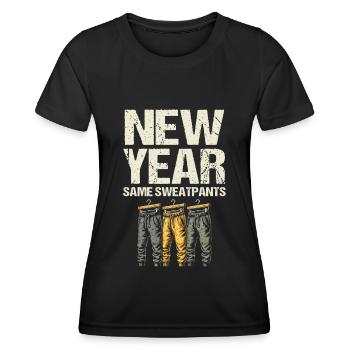 Neujahrs-Same-Jogginghose, Humor-Neujahrsstimmung - Frauen Funktions-T-Shirt - Schwarz - Vorne - AI Model Female 172 light (172cm)