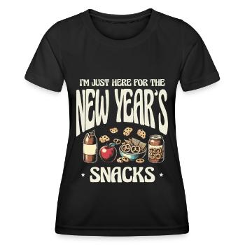 I'm only here for the New Year's snacks and food - Women's Functional T-Shirt - black - Front - AI Model Female 172 light (172cm)