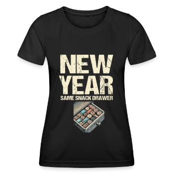 Neues Jahr gleiche Snack-Schublade, Neujahr - Frauen Funktions-T-Shirt - Schwarz - Vorne - AI Model Female 172 light (172cm)