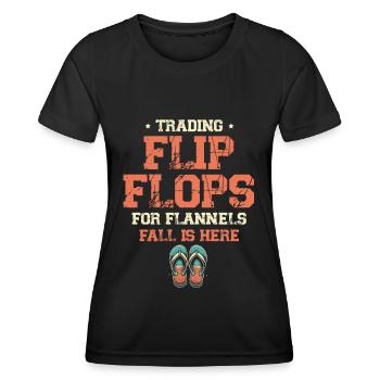 Handel Flip Flops Für Flanell, Herbst Ist Hier - Frauen Funktions-T-Shirt - Schwarz - Vorne - AI Model Female 172 light (172cm)