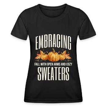 Umarmung Des Sturzes Mit Offenen Armen Gemütlichen - Frauen Funktions-T-Shirt - Schwarz - Vorne - AI Model Female 172 light (172cm)