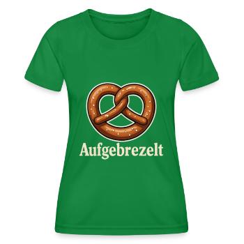 Aufgebrezelt – Bayerisches Brezel Design - Frauen Funktions-T-Shirt - Kelly Green - Vorne - AI Model Female 172 dark (172cm)