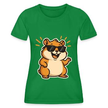 Lässiger Hamster mit Sonnenbrille - Frauen Funktions-T-Shirt - Kelly Green - Vorne - AI Model Female 172 dark (172cm)