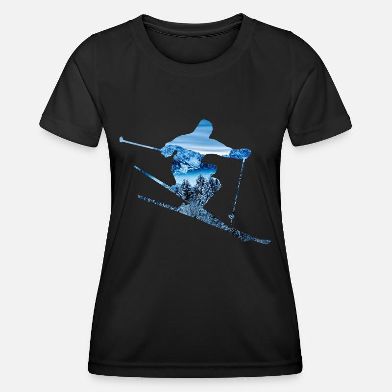 Skier mountain pattern - Women's Functional T-Shirt - black