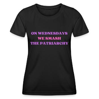 Mittwochs zerschlagen wir das Patriarchat - Frauen Funktions-T-Shirt - Schwarz - Vorne - AI Model Female 172 light (172cm)