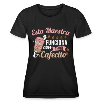 Spanischlehrer Kaffee - Frauen Funktions-T-Shirt - Schwarz - Vorne - AI Model Female 172 light (172cm)