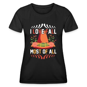 I love fall most of all - Women's Functional T-Shirt - black - Front - AI Model Female 172 light (172cm)