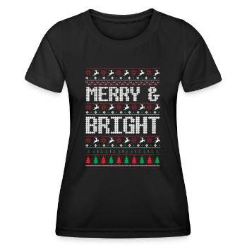 Merry and brignt Ugly Christmas Sweater - T-shirt sport Femme - noir - Devant - AI Model Female 172 light (172cm)