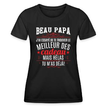 Beau Papa Beau Père - T-shirt sport Femme - noir - Devant - AI Model Female 172 light (172cm)