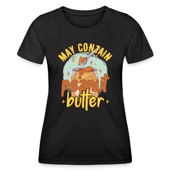 Peut contenir du beurre d’arachide - T-shirt sport Femme - noir - Devant - AI Model Female 172 light (172cm)