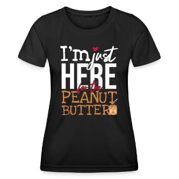 Ici pour le beurre de cacahuète - T-shirt sport Femme - noir - Devant - AI Model Female 172 light (172cm)