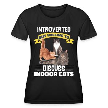 Lustige introvertierte Hauskatzen - Frauen Funktions-T-Shirt - Schwarz - Vorne - AI Model Female 172 light (172cm)