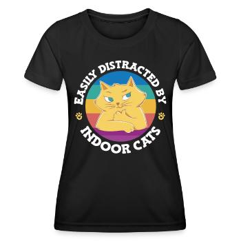 Leicht abgelenkt von Hauskatzen - Frauen Funktions-T-Shirt - Schwarz - Vorne - AI Model Female 172 light (172cm)