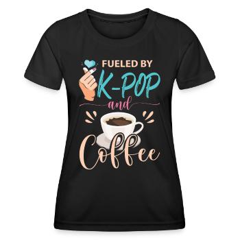 Angetrieben von K-Pop und Kaffee - Frauen Funktions-T-Shirt - Schwarz - Vorne - AI Model Female 172 light (172cm)
