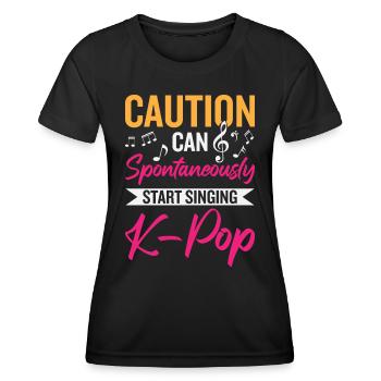 Kann spontan anfangen K-Pop zu singen - Frauen Funktions-T-Shirt - Schwarz - Vorne - AI Model Female 172 light (172cm)