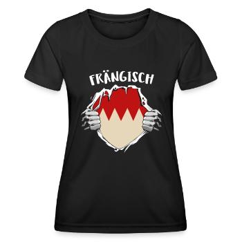 Frängisch fränkischer Dialekt Übersetzer - Frauen Funktions-T-Shirt - Schwarz - Vorne - AI Model Female 172 light (172cm)