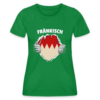Fränkisch fränkischer Dialekt Übersetzer - Frauen Funktions-T-Shirt - Kelly Green - Vorne - AI Model Female 172 dark (172cm)