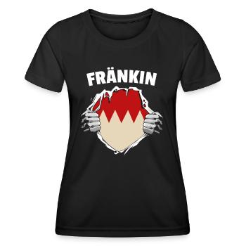 Fränkin Frau fränkischer Dialekt Übersetzer - Frauen Funktions-T-Shirt - Schwarz - Vorne - AI Model Female 172 light (172cm)