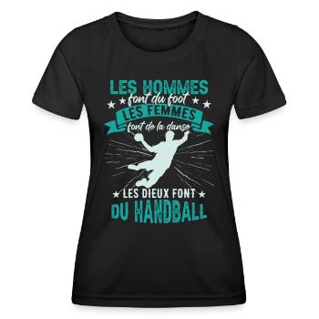 Drôle Handball Sport Coach Handballeur - T-shirt sport Femme - noir - Devant - AI Model Female 172 light (172cm)