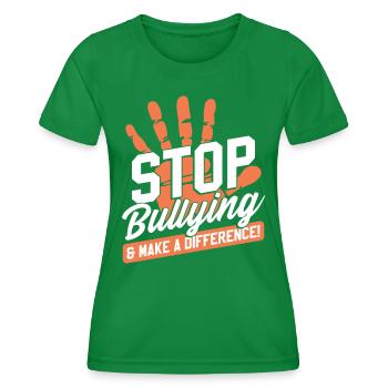 Anti-Mobbing Orange Mobbing Bewusstsein - Frauen Funktions-T-Shirt - Kelly Green - Vorne - AI Model Female 172 dark (172cm)