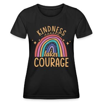 Freundlichkeit braucht Mut | Anti-Mobbing | Tag der Einheit - Frauen Funktions-T-Shirt - Schwarz - Vorne - AI Model Female 172 light (172cm)