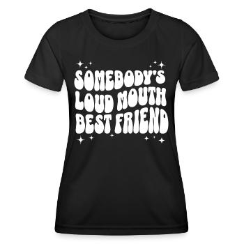 Phrase Humoristique Meilleure Amie Bavarde - T-shirt sport Femme - noir - Devant - AI Model Female 172 light (172cm)