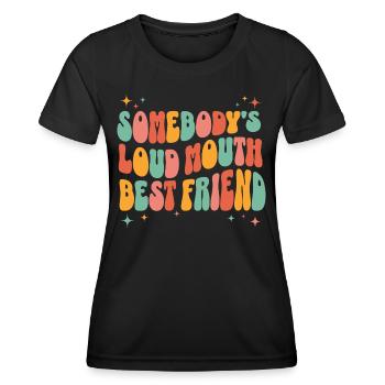 Phrase Humoristique Meilleure Amie Bavarde - T-shirt sport Femme - noir - Devant - AI Model Female 172 light (172cm)