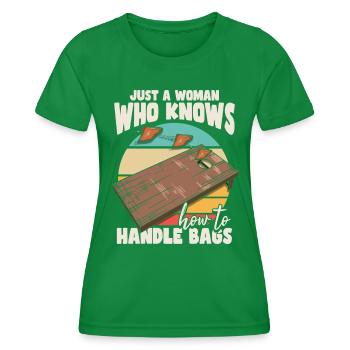 Just A Woman Who Knows How To Handle Bags - Women's Functional T-Shirt - kelly green - Front - AI Model Female 172 dark (172cm)