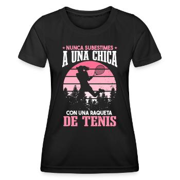 Una Chica COn Una Raqueta De Tenis - T-shirt sport Femme - noir - Devant - AI Model Female 172 light (172cm)