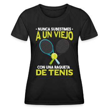 Nunca Subestimes A Un Viejo Con Raqueta De Tenis - T-shirt sport Femme - noir - Devant - AI Model Female 172 light (172cm)