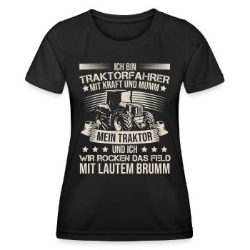 Ich Bin Ein Traktorfahrer Trecker Schlepper - Frauen Funktions-T-Shirt - Schwarz - Vorne - AI Model Female 172 light (172cm)