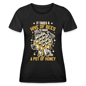 Il faut une ruche d’abeilles pour faire un pot de miel - T-shirt sport Femme - noir - Devant - AI Model Female 172 light (172cm)