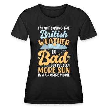 Drôle de météo britannique - T-shirt sport Femme - noir - Devant - AI Model Female 172 light (172cm)
