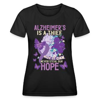 Alzheimer ist ein Dieb - Frauen Funktions-T-Shirt - Schwarz - Vorne - AI Model Female 172 light (172cm)