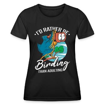 Je préfère observer les oiseaux - T-shirt sport Femme - noir - Devant - AI Model Female 172 light (172cm)