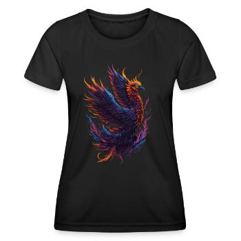 Mythischer Phönixvogel mit Flammen - Frauen Funktions-T-Shirt - Schwarz - Vorne - AI Model Female 172 light (172cm)
