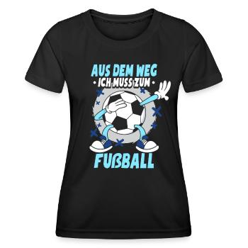 Ich Muss Zum Fußball - Frauen Funktions-T-Shirt - Schwarz - Vorne - AI Model Female 172 light (172cm)