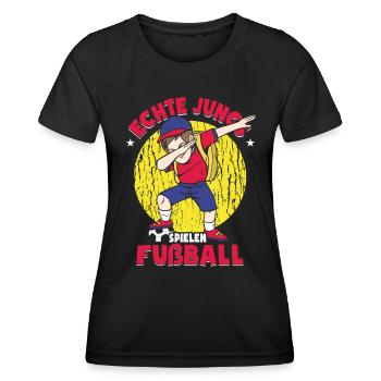 Echte Jungs Spielen Fußball - Frauen Funktions-T-Shirt - Schwarz - Vorne - AI Model Female 172 light (172cm)
