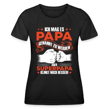 Vatertag Vater Superpapa Papa - Frauen Funktions-T-Shirt - Schwarz - Vorne - AI Model Female 172 light (172cm)