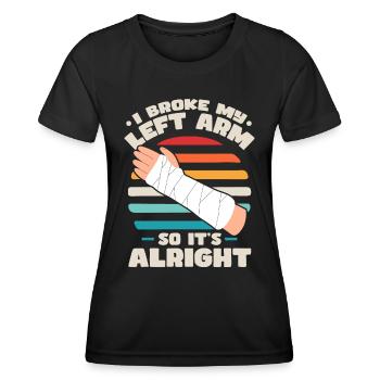 Bras cassé drôle - T-shirt sport Femme - noir - Devant - AI Model Female 172 light (172cm)