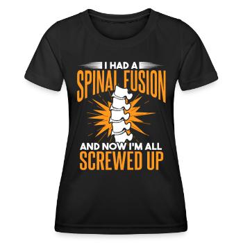 J’ai eu une fusion vertébrale - T-shirt sport Femme - noir - Devant - AI Model Female 172 light (172cm)