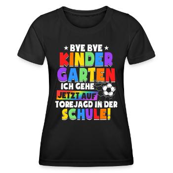 Fußballspieler Einschulung Schulkind Fußballer - Frauen Funktions-T-Shirt - Schwarz - Vorne - AI Model Female 172 light (172cm)