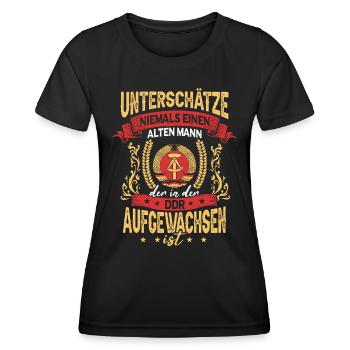 DDR Opa Osten Ostblock Männer Ostdeutschland - Frauen Funktions-T-Shirt - Schwarz - Vorne - AI Model Female 172 light (172cm)