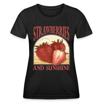 Vintage Erdbeere - Frauen Funktions-T-Shirt - Schwarz - Vorne - AI Model Female 172 light (172cm)