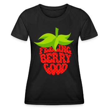 Niedliche Erdbeere - Frauen Funktions-T-Shirt - Schwarz - Vorne - AI Model Female 172 light (172cm)