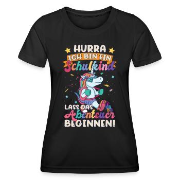 Ich bin ein Schulkind Einschulung - Frauen Funktions-T-Shirt - Schwarz - Vorne - AI Model Female 172 light (172cm)