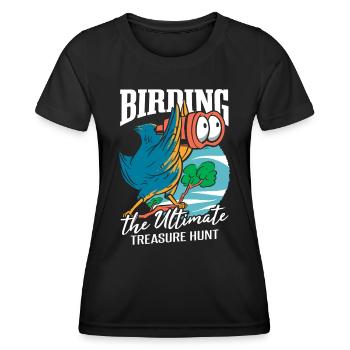 Drôle d’observation des oiseaux Observation des oiseaux - T-shirt sport Femme - noir - Devant - AI Model Female 172 light (172cm)