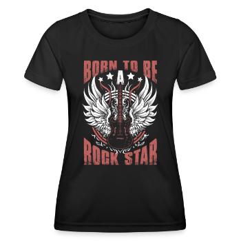 Geboren, um ein zu sein Rockmusik - Frauen Funktions-T-Shirt - Schwarz - Vorne - AI Model Female 172 light (172cm)
